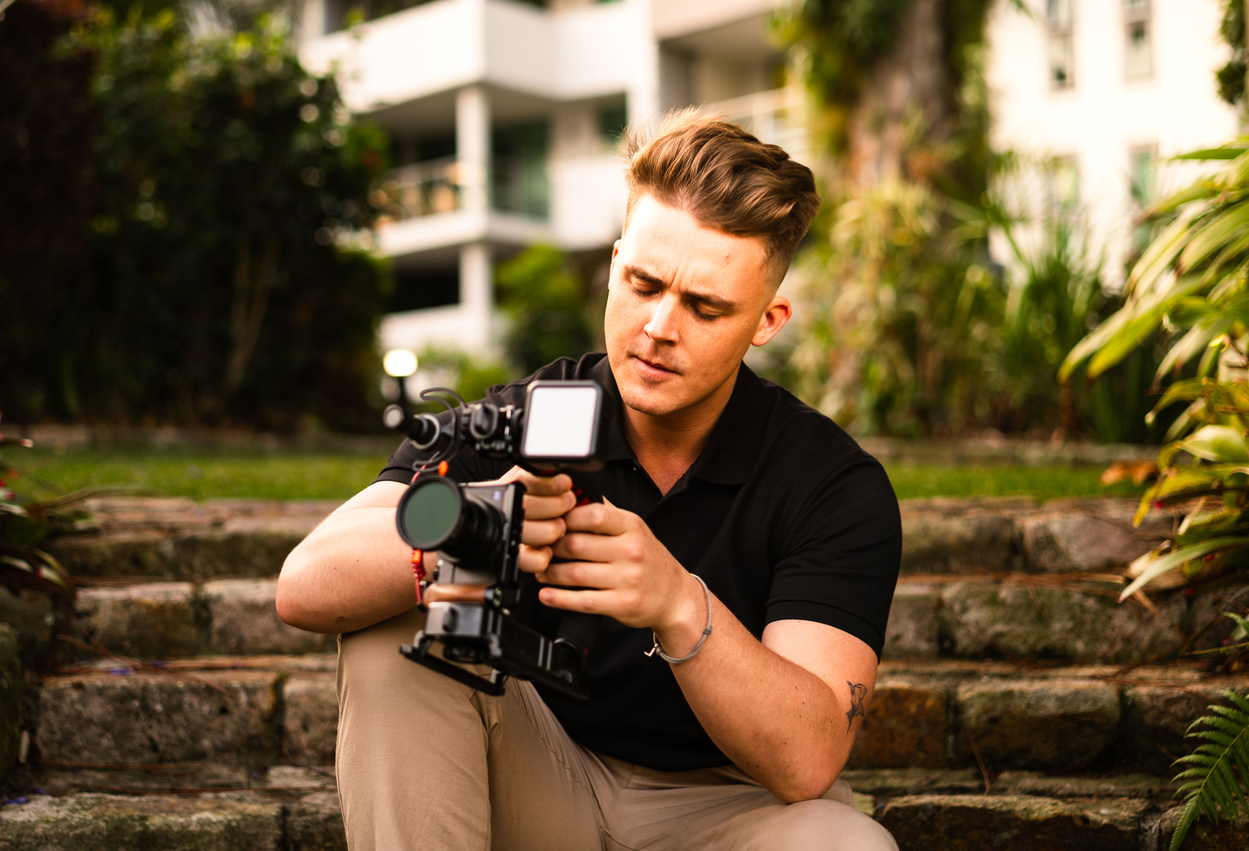 Gabe Toner filming on location